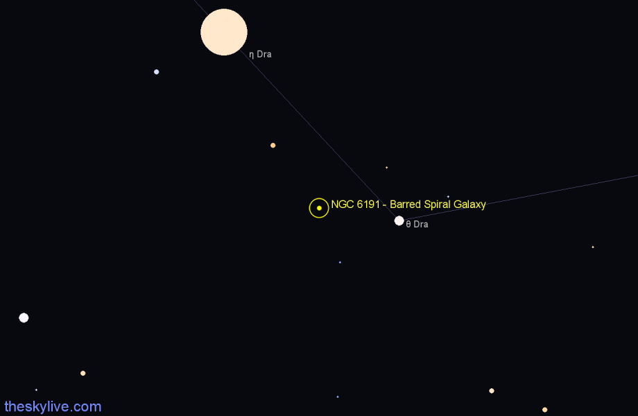 Finder chart NGC 6191 - Barred Spiral Galaxy in Draco star