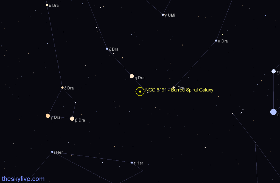 Finder chart NGC 6191 - Barred Spiral Galaxy in Draco star
