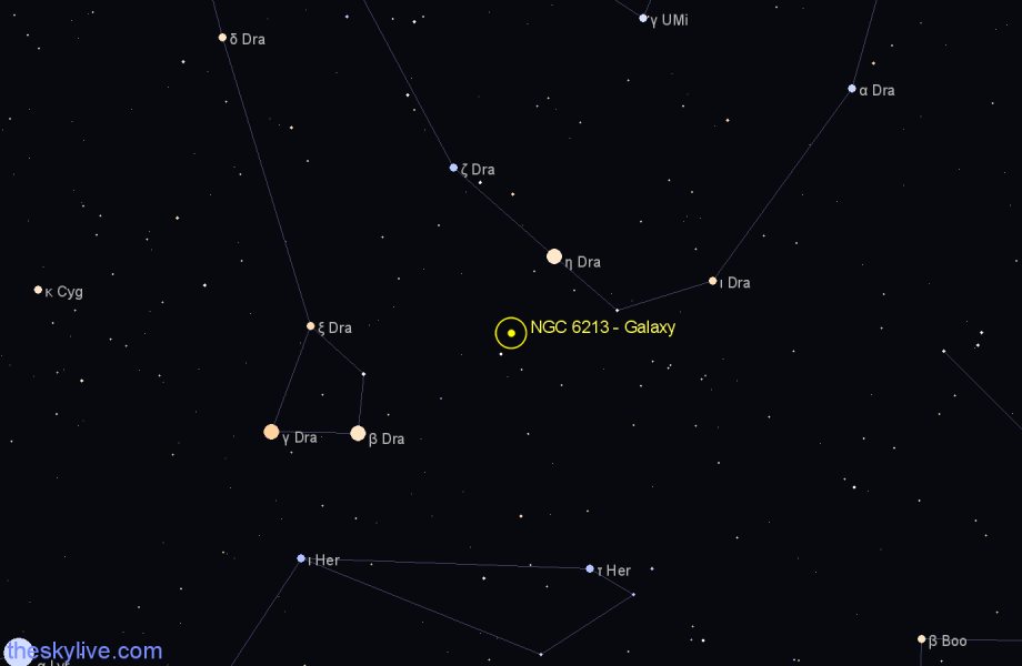 Finder chart NGC 6213 - Galaxy in Draco star