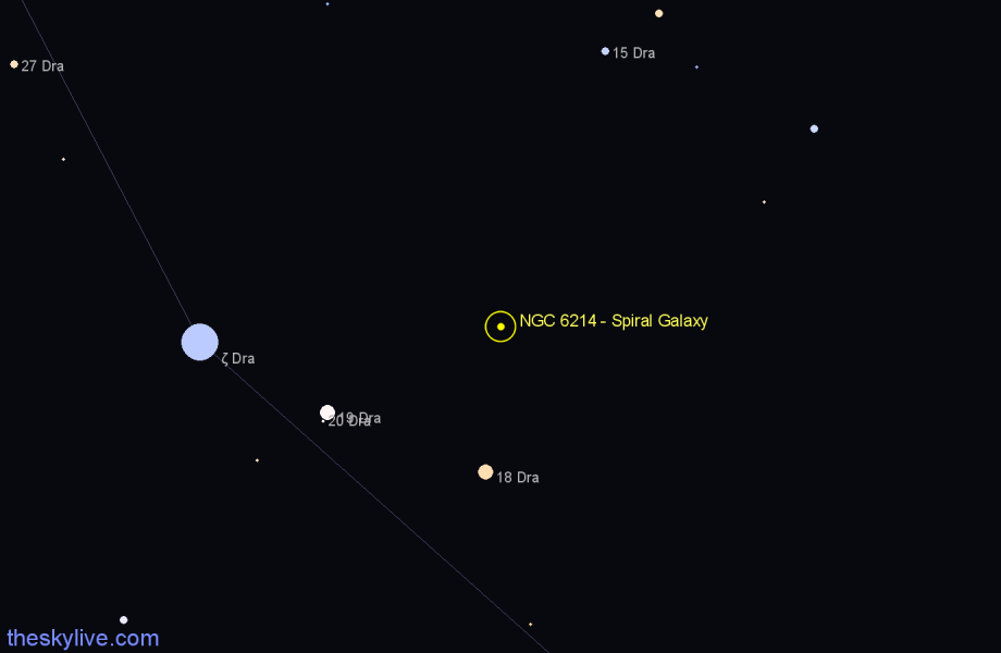 Finder chart NGC 6214 - Spiral Galaxy in Draco star