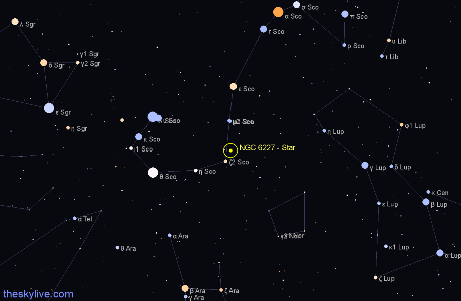 Finder chart NGC 6227 - Star in Scorpius star