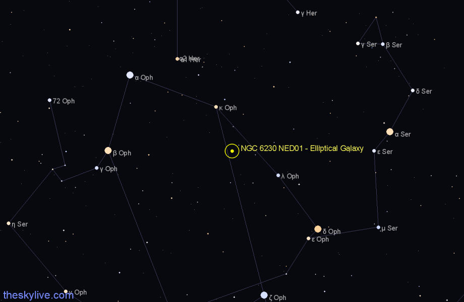 Finder chart NGC 6230 NED01 - Elliptical Galaxy in Ophiuchus star