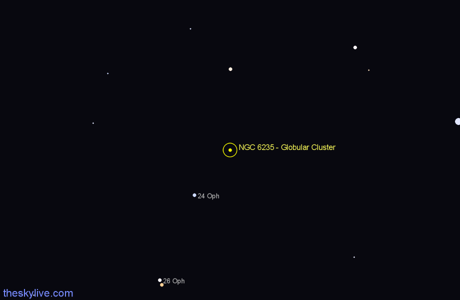 Finder chart NGC 6235 - Globular Cluster in Ophiuchus star