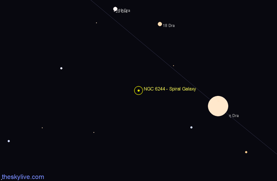 Finder chart NGC 6244 - Spiral Galaxy in Draco star