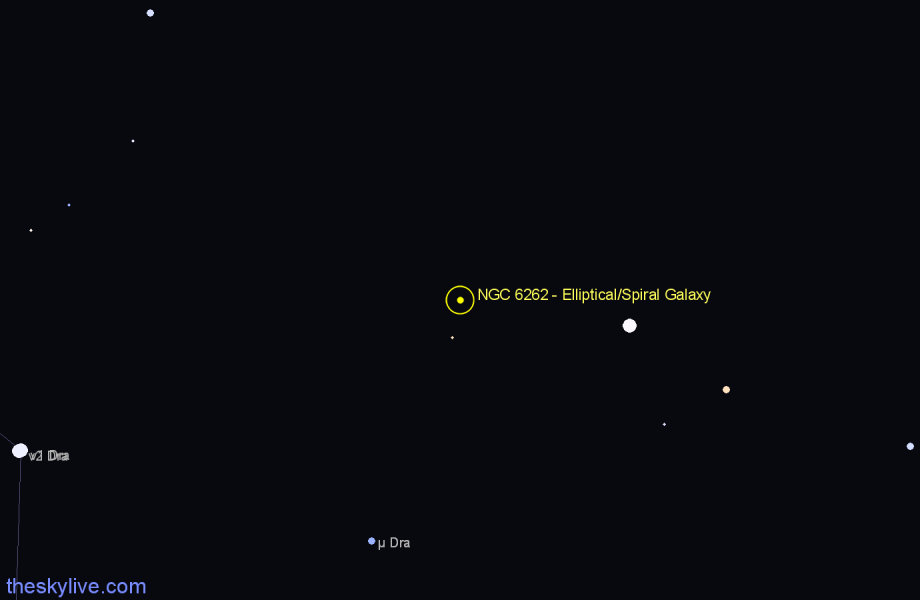 Finder chart NGC 6262 - Elliptical/Spiral Galaxy in Draco star