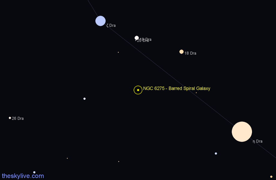 Finder chart NGC 6275 - Barred Spiral Galaxy in Draco star