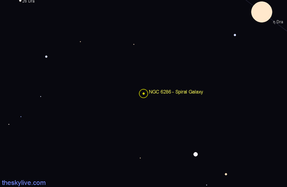 Finder chart NGC 6286 - Spiral Galaxy in Draco star
