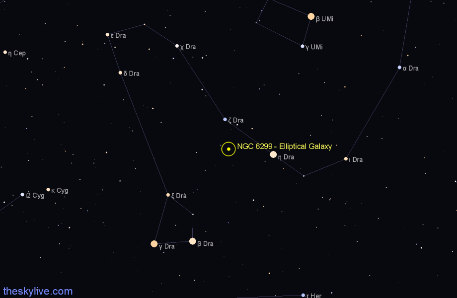 Finder chart NGC 6299 - Elliptical Galaxy in Draco star