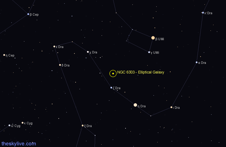 Finder chart NGC 6303 - Elliptical Galaxy in Draco star