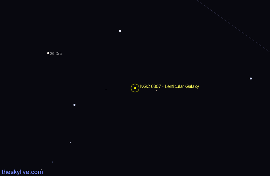Finder chart NGC 6307 - Lenticular Galaxy in Draco star