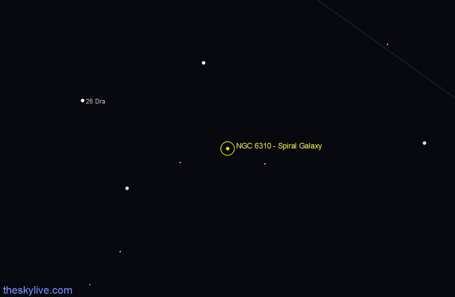 Finder chart NGC 6310 - Spiral Galaxy in Draco star