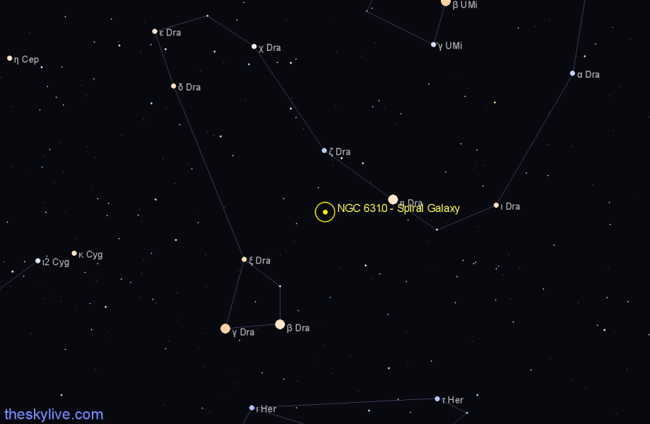 Finder chart NGC 6310 - Spiral Galaxy in Draco star
