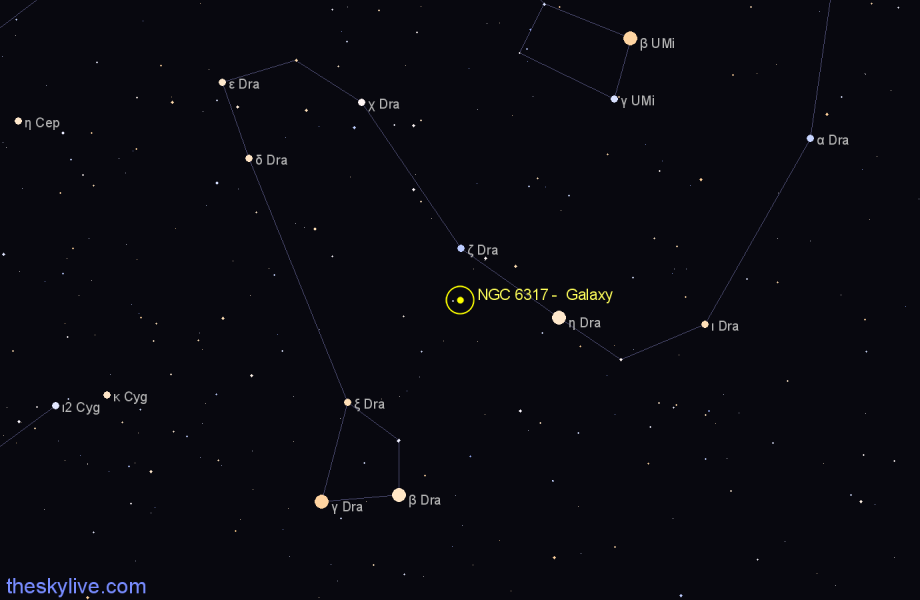Finder chart NGC 6317 - Galaxy in Draco star