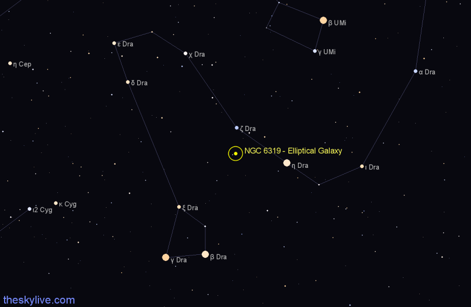 Finder chart NGC 6319 - Elliptical Galaxy in Draco star