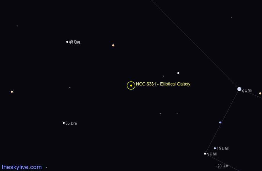 Finder chart NGC 6331 - Elliptical Galaxy in Ursa Minor star