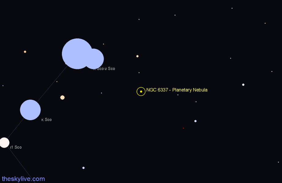 Finder chart NGC 6337 - Planetary Nebula in Scorpius star
