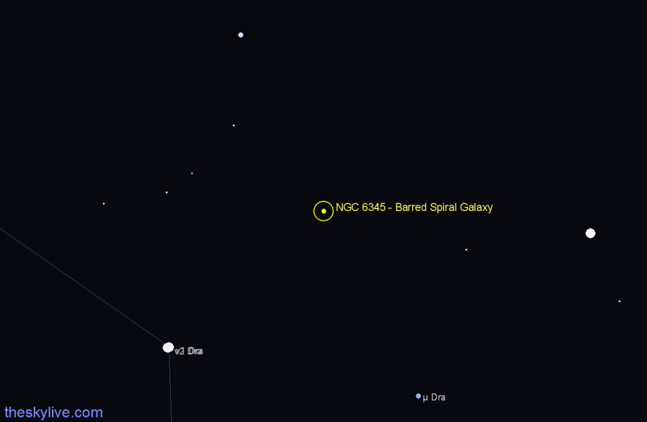 Finder chart NGC 6345 - Barred Spiral Galaxy in Draco star