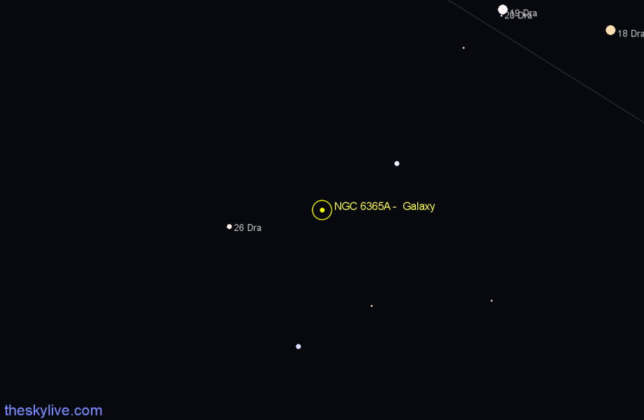 Finder chart NGC 6365A -  Galaxy in Draco star