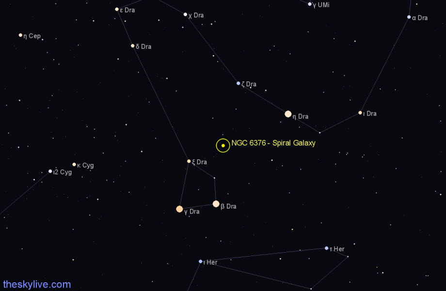 Finder chart NGC 6376 - Spiral Galaxy in Draco star