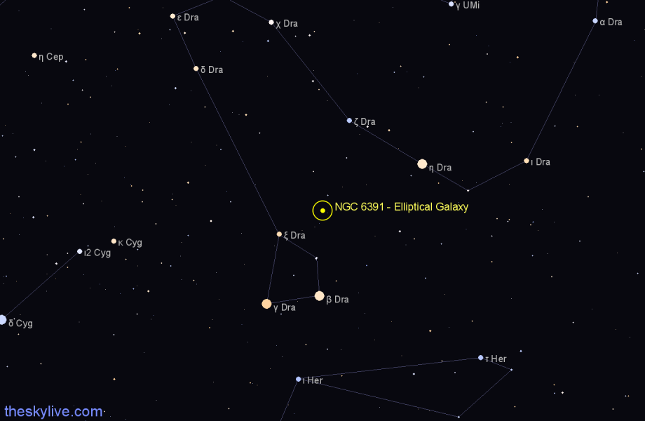 Finder chart NGC 6391 - Elliptical Galaxy in Draco star