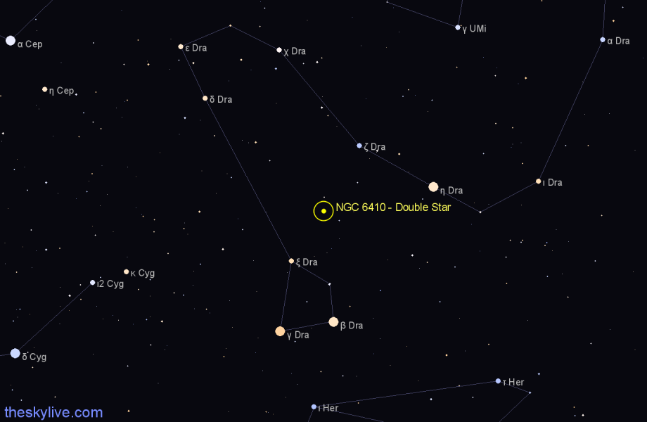 Finder chart NGC 6410 - Double Star in Draco star