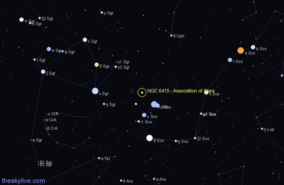 Finder chart NGC 6415 - Association of Stars in Scorpius star