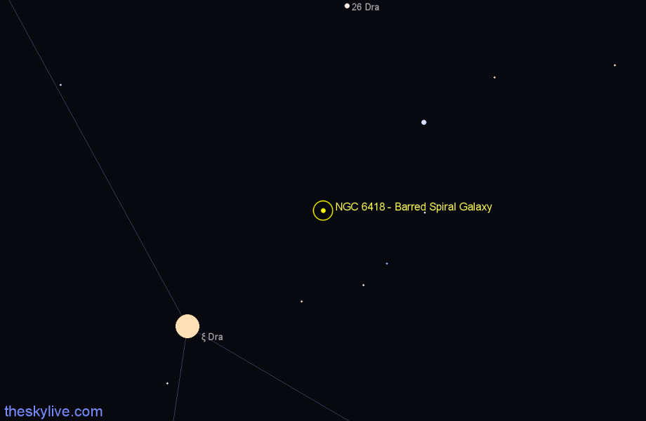 Finder chart NGC 6418 - Barred Spiral Galaxy in Draco star