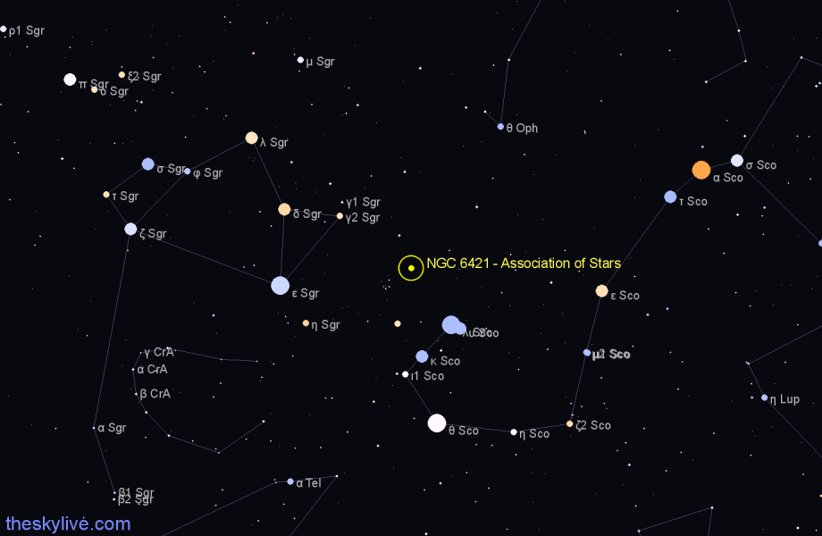 Finder chart NGC 6421 - Association of Stars in Scorpius star