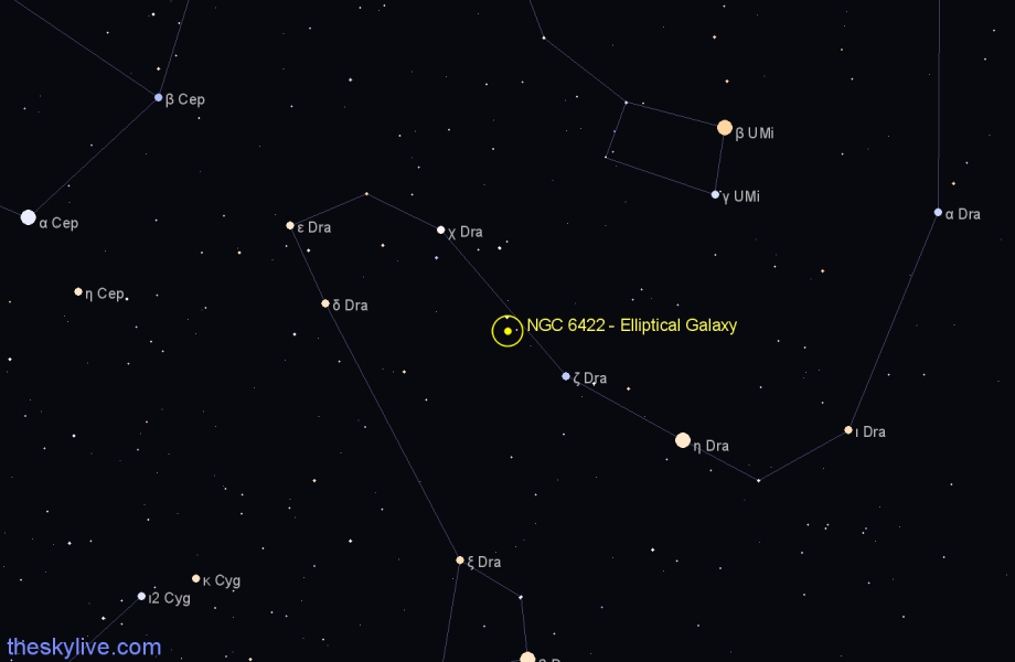 Finder chart NGC 6422 - Elliptical Galaxy in Draco star