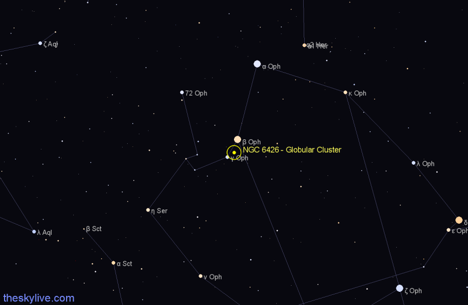 Finder chart NGC 6426 - Globular Cluster in Ophiuchus star