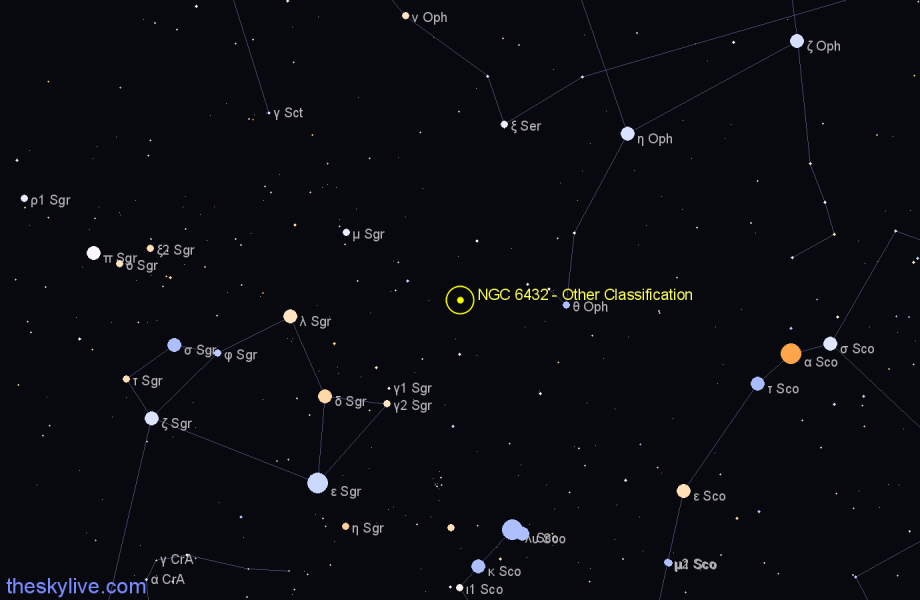 Finder chart NGC 6432 - Other Classification in Sagittarius star