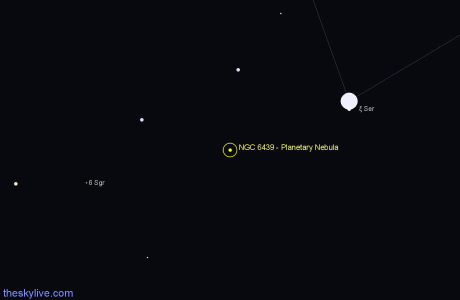 Finder chart NGC 6439 - Planetary Nebula in Sagittarius star