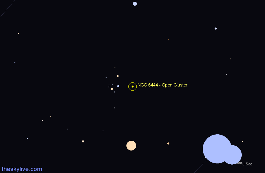 Finder chart NGC 6444 - Open Cluster in Scorpius star