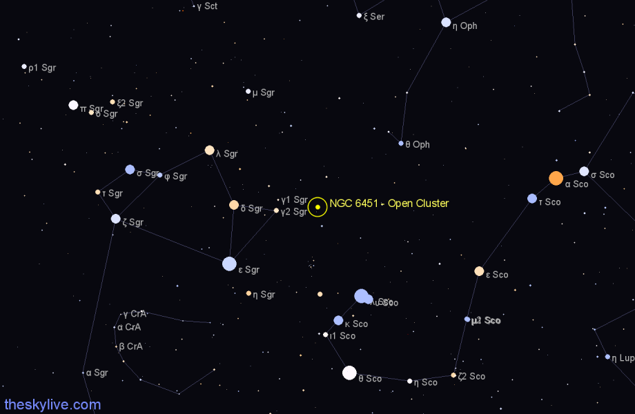Finder chart NGC 6451 - Open Cluster in Scorpius star