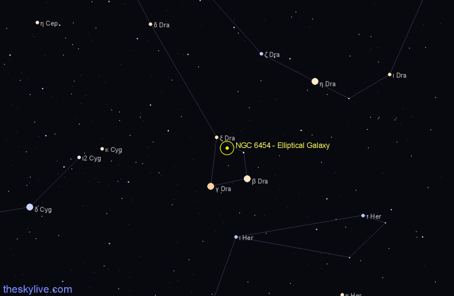 Finder chart NGC 6454 - Elliptical Galaxy in Draco star