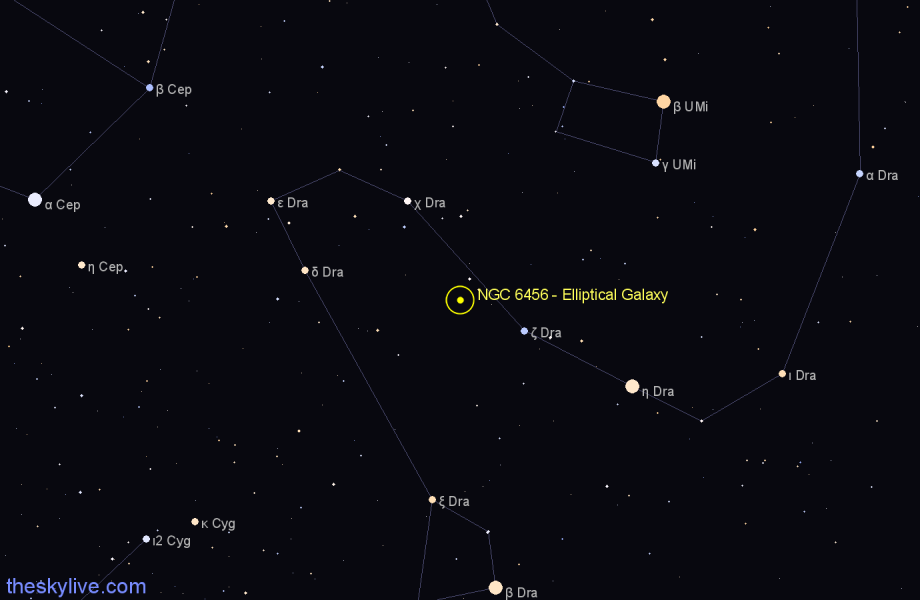 Finder chart NGC 6456 - Elliptical Galaxy in Draco star