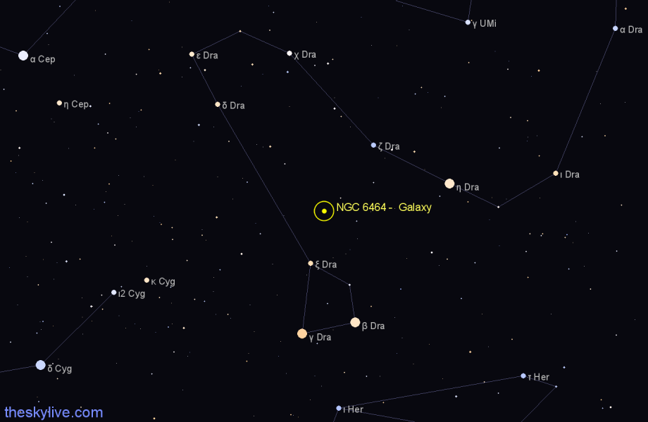 Finder chart NGC 6464 -  Galaxy in Draco star