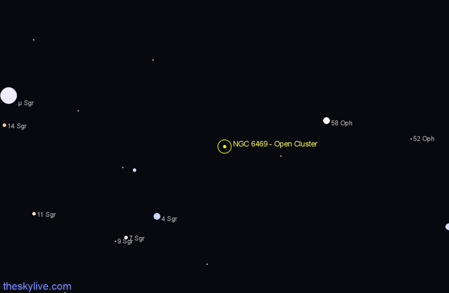 Finder chart NGC 6469 - Open Cluster in Sagittarius star