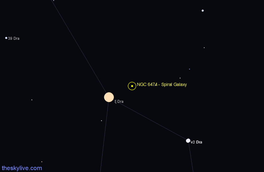 Finder chart NGC 6474 - Spiral Galaxy in Draco star