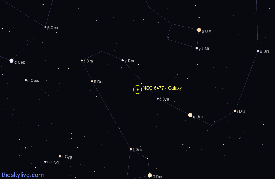 Finder chart NGC 6477 - Galaxy in Draco star