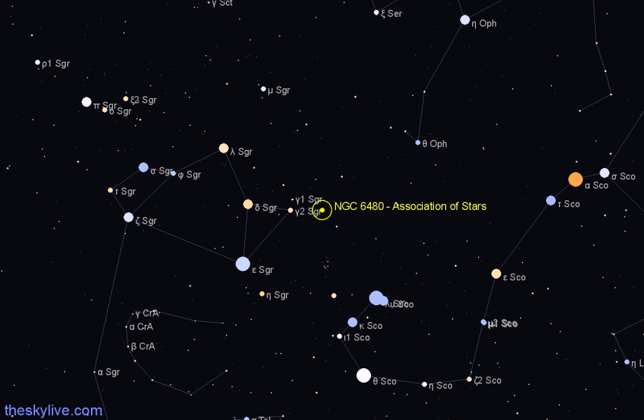 Finder chart NGC 6480 - Association of Stars in Scorpius star