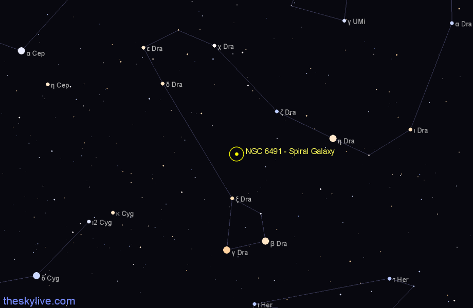 Finder chart NGC 6491 - Spiral Galaxy in Draco star