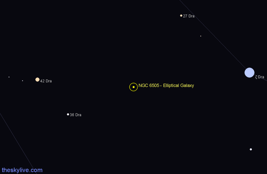 Finder chart NGC 6505 - Elliptical Galaxy in Draco star