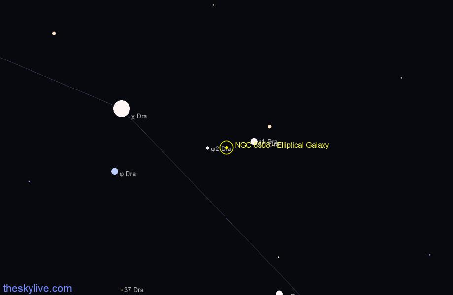 Finder chart NGC 6508 - Elliptical Galaxy in Draco star