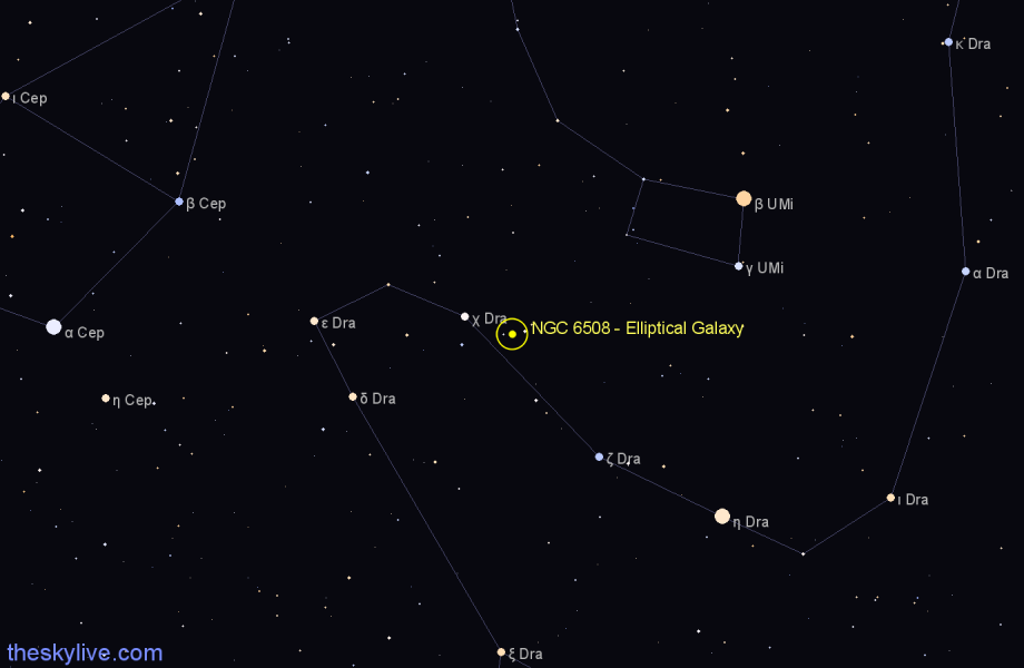 Finder chart NGC 6508 - Elliptical Galaxy in Draco star