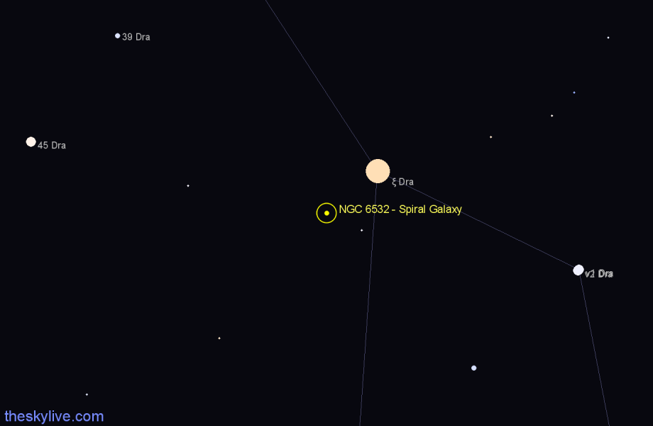 Finder chart NGC 6532 - Spiral Galaxy in Draco star