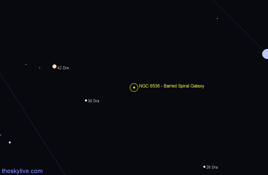 Finder chart NGC 6536 - Barred Spiral Galaxy in Draco star