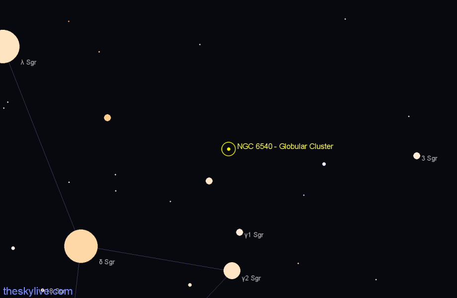 Finder chart NGC 6540 - Globular Cluster in Sagittarius star