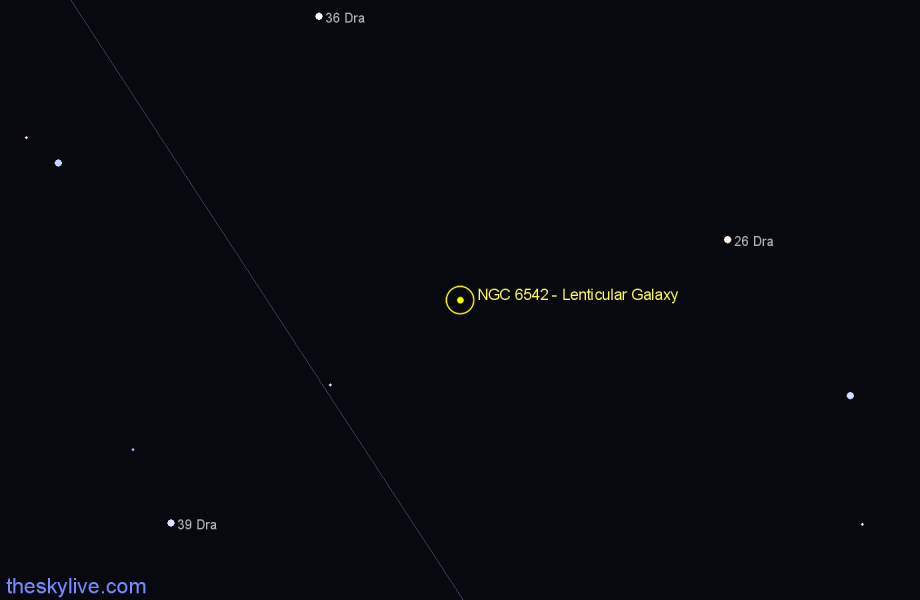 Finder chart NGC 6542 - Lenticular Galaxy in Draco star