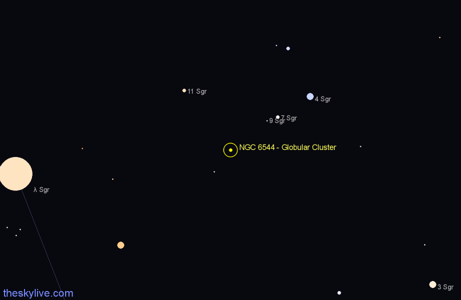 Finder chart NGC 6544 - Globular Cluster in Sagittarius star